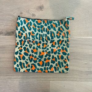 Clare V double Sac Bretelle Green and Orange Leopard Print